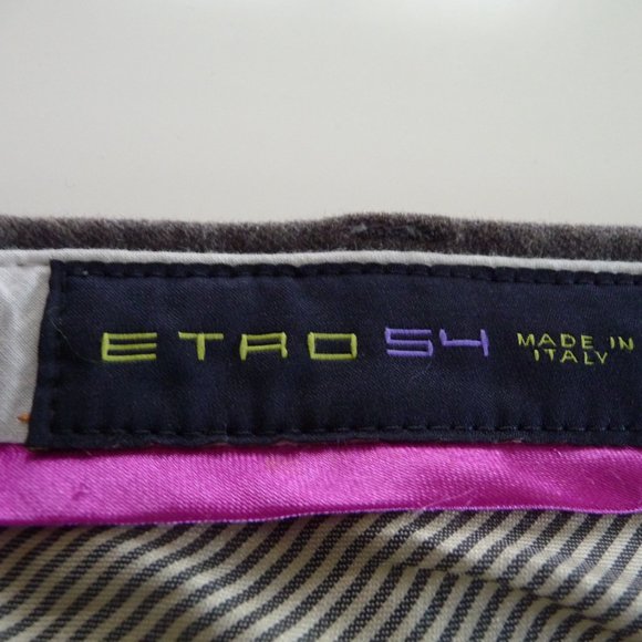 ETRO ITALY SLIMFIT CHINO TROUSERS TAUPE COLOR COTTON WITH JACQUARD MOTIF SIZE 38 - Picture 2 of 8
